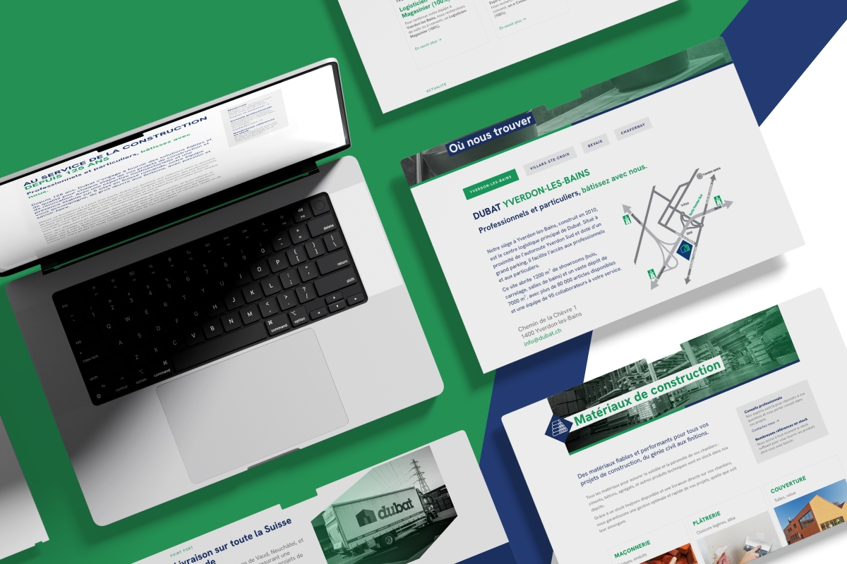 Pages du site internet Dubat, partenaire pour la construction et la rénovation - Chiche communication