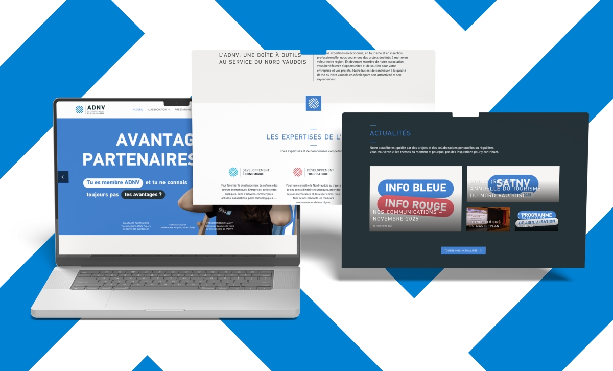 Maquettes d'ordinateur portable et de moniteur pour le portail ADNV - Chiche communication