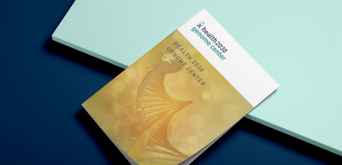 Mockup d'une brochure de présentation du Health 2030 Genome Center - Chiche communication
