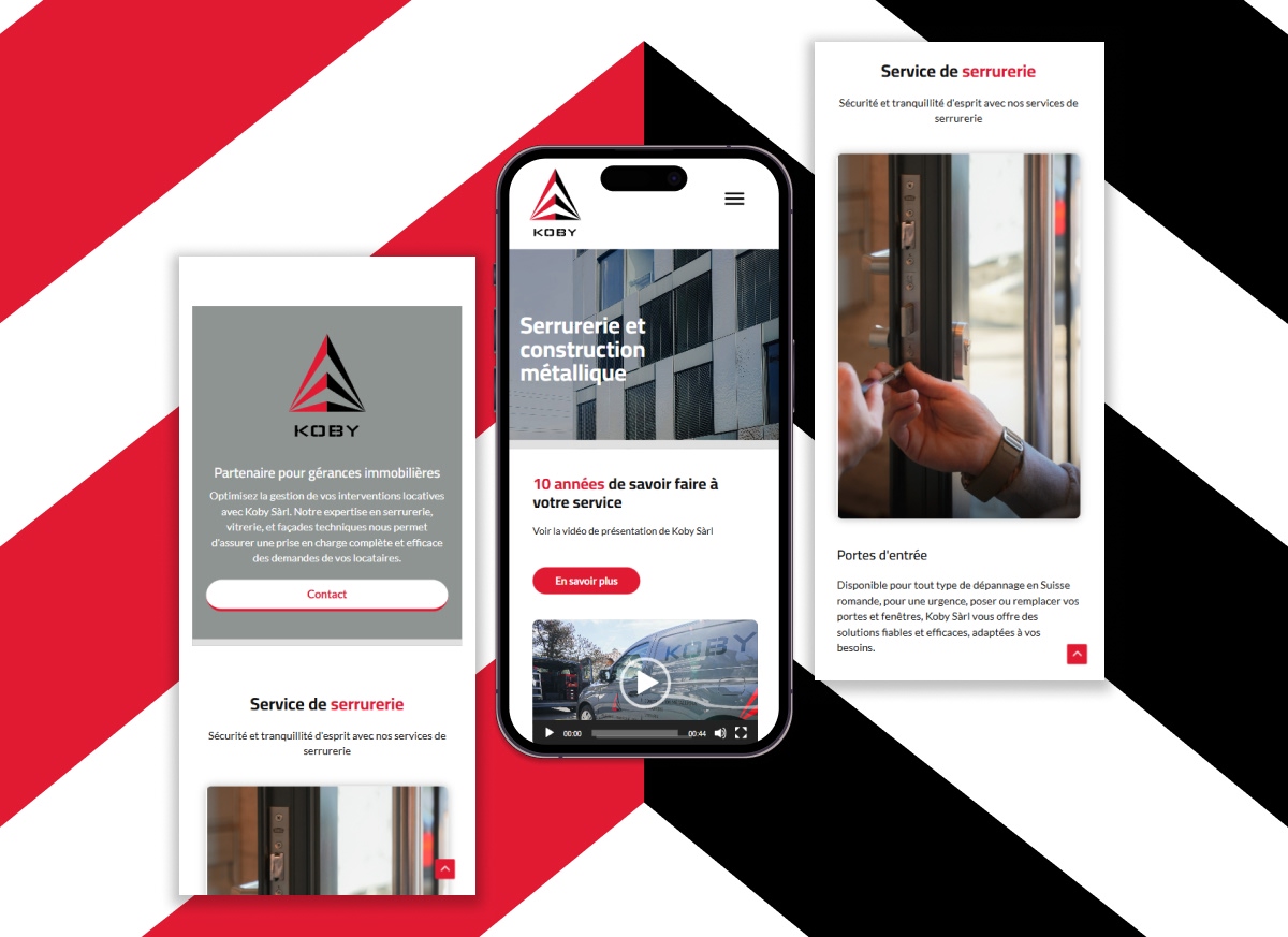 Version mobile du site web Koby dédiée à la serrurerie et construction métallique - Chiche communication