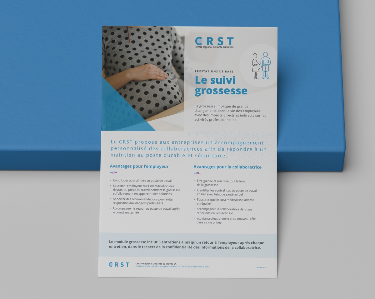 Flyer de présentation CRST concernant l'accompagnement et le suivi de grossesse - Chiche communication
