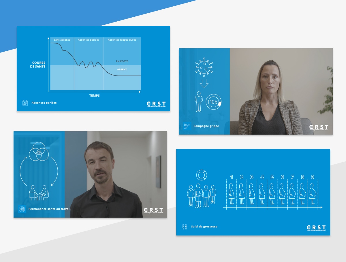 Série de captures vidéo avec graphiques et intervenants pour la communication du CRST - Chiche communication