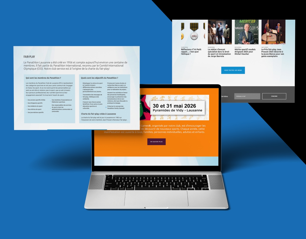 Ordinateur portable présentant des documents informatifs et l'interface de l'agenda du club - Chiche communication