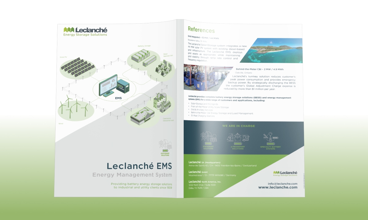 Brochure de présentation Leclanché EMS avec schémas techniques et gestion de l'énergie - Chiche communication
